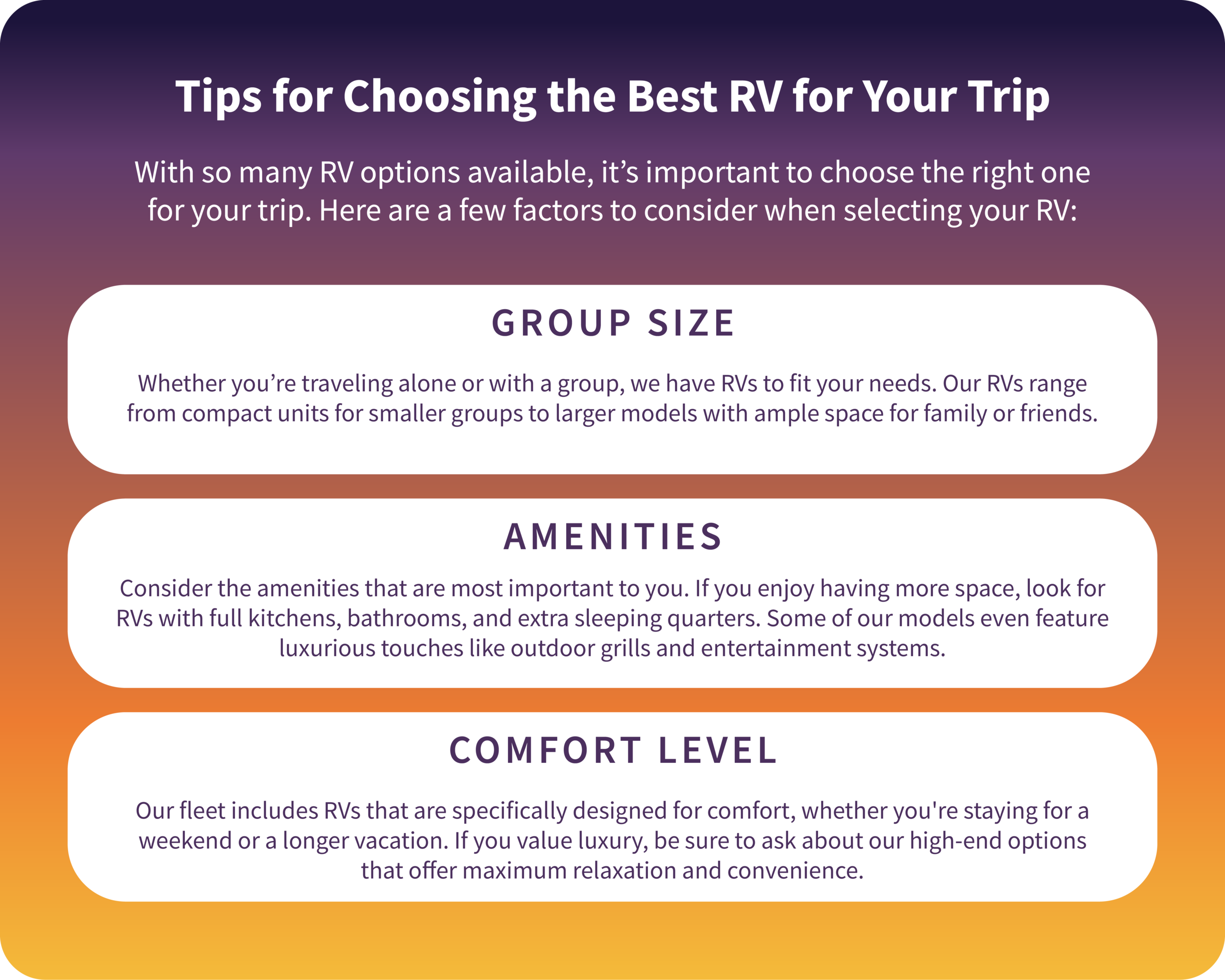 How to choose the right RV for you